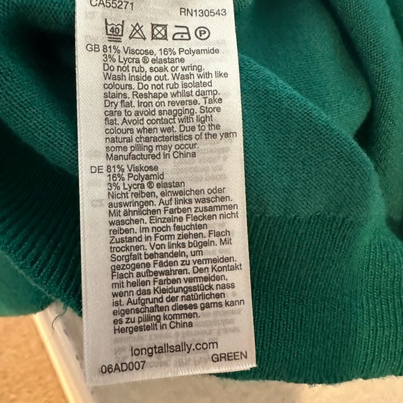 Long Tall Sally Green Long Sleeve Sweater Large (12/14) Long - Picture 4 of 4